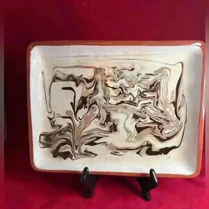 Marbleized swirl glazed  serving plate